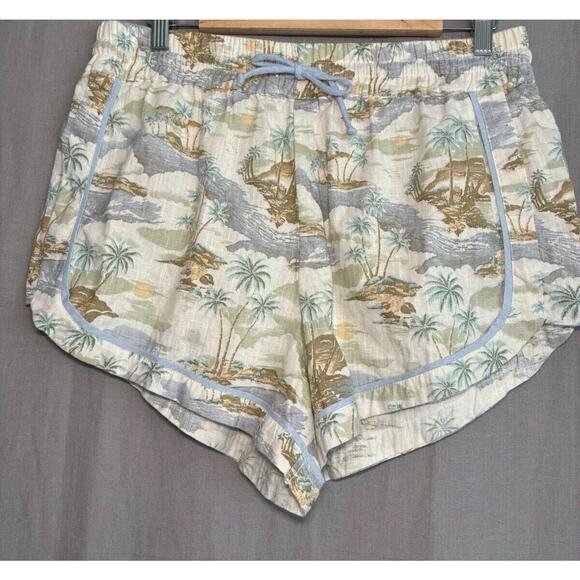 Rip Curl Palm Tropical Linen Blend Beach Pullon Shorts Women's Size Large - Picture 1 of 16